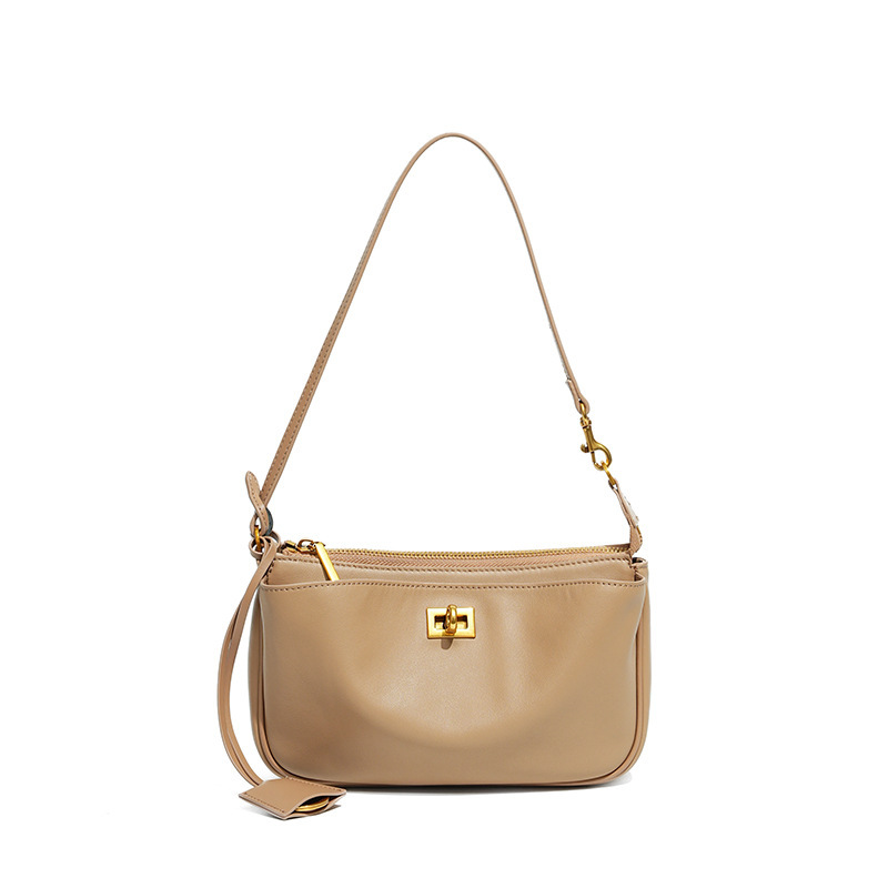 Rodeo Leather Baguette Bag – Khaki (Gold-Tone Lock)