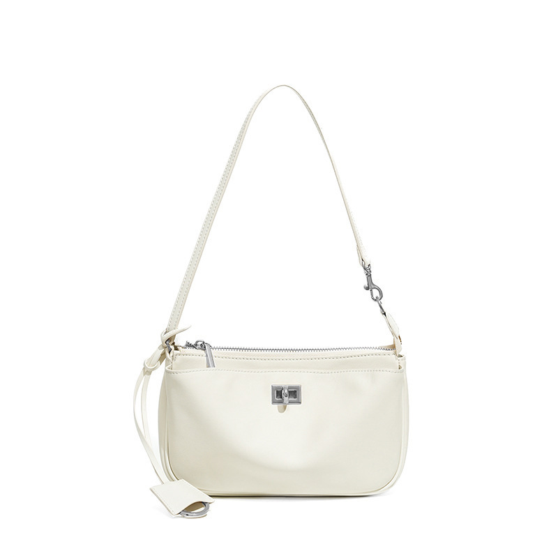 Rodeo Leather Baguette Bag – Off-White (Silver-Tone Lock)
