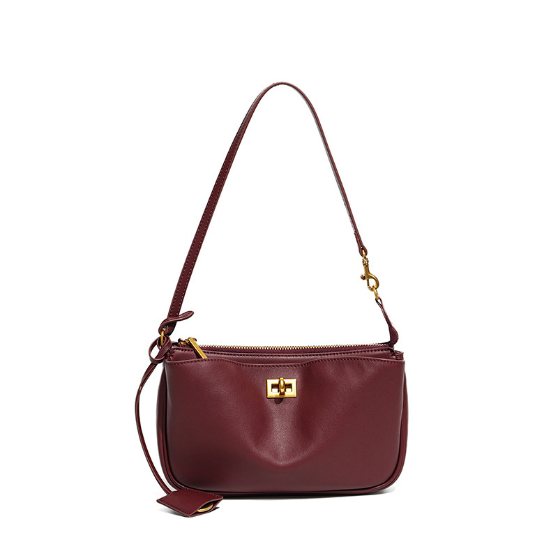 Rodeo Leather Baguette Bag – Anchor Red (Gold-Tone Lock)