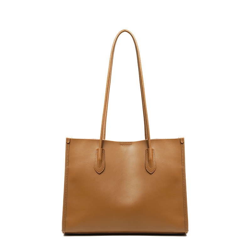 Premium Structured Leather Tote Bag – Front View