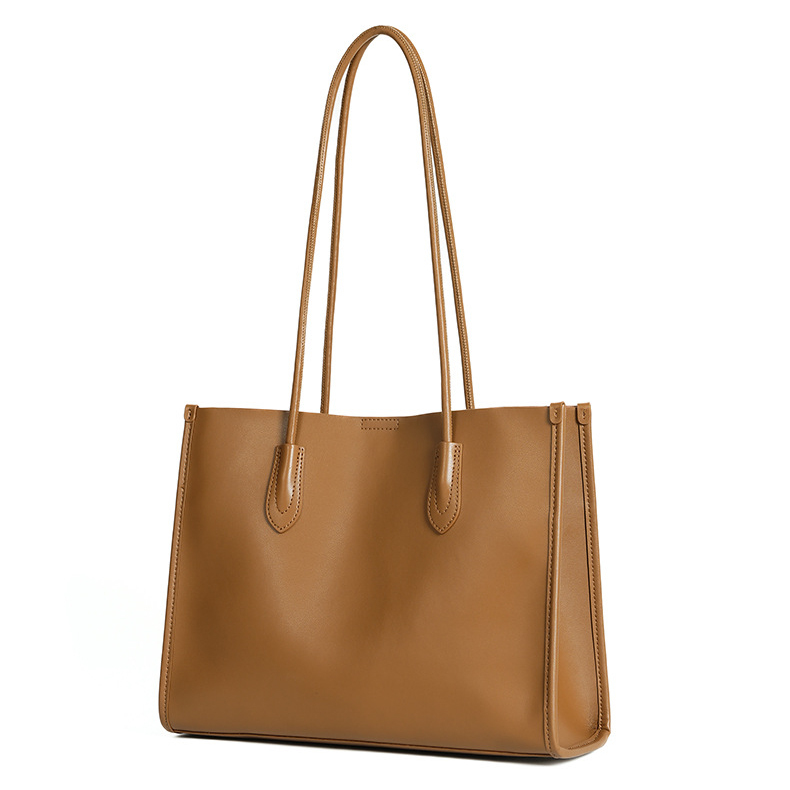 Premium Structured Leather Tote Bag – Angled View
