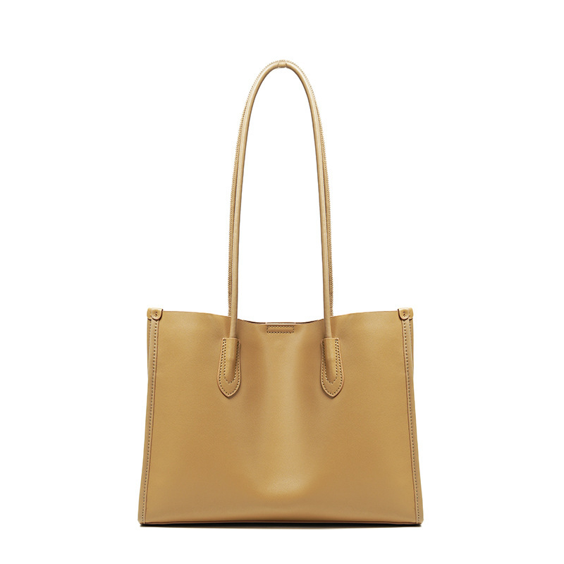 Premium Structured Leather Tote Bag – Light Brown