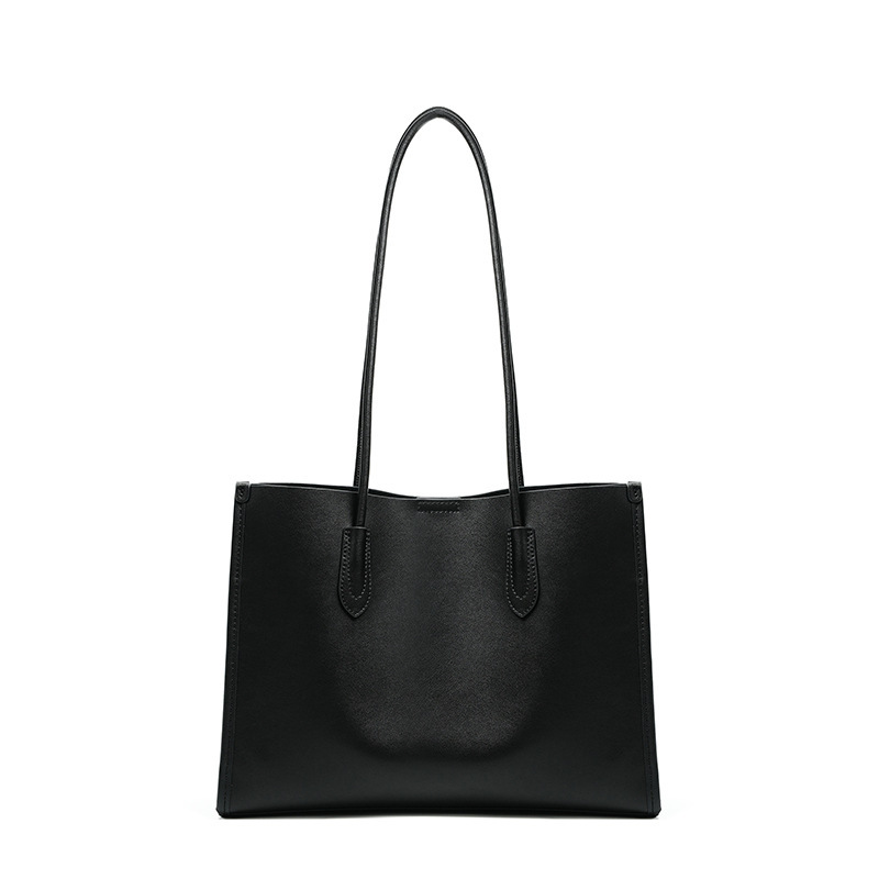 Premium Structured Leather Tote Bag – Black