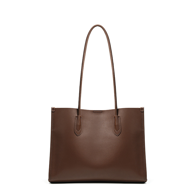 Premium Structured Leather Tote Bag – Coffee