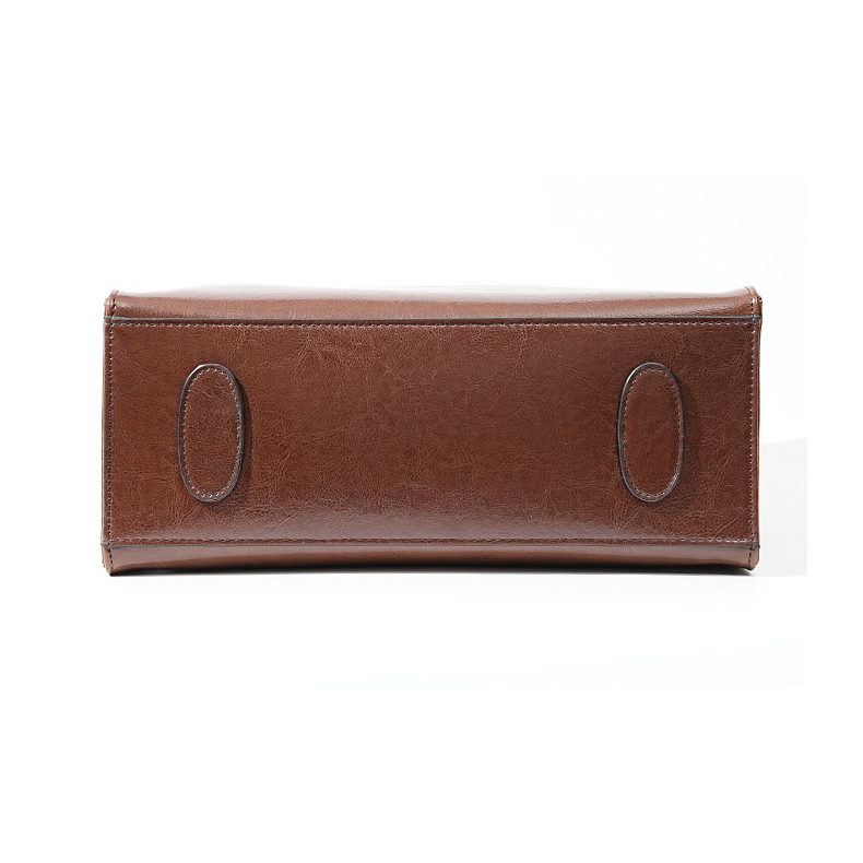 Premium Leather Top Handle Tote Bag – Bottom View