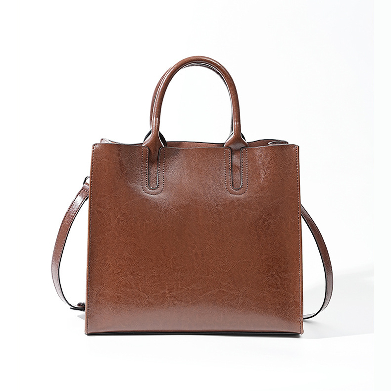 Premium Leather Top Handle Tote Bag – Front View