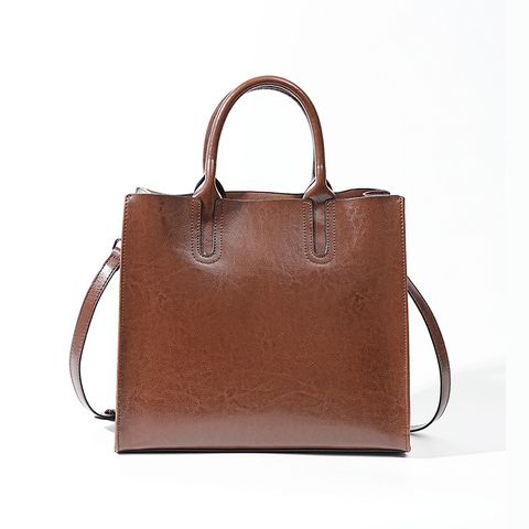 Premium Genuine Leather Top Handle Tote Bag – Front View