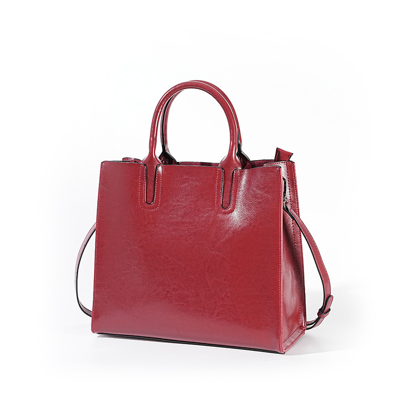 Premium Leather Top Handle Tote Bag – Burgundy