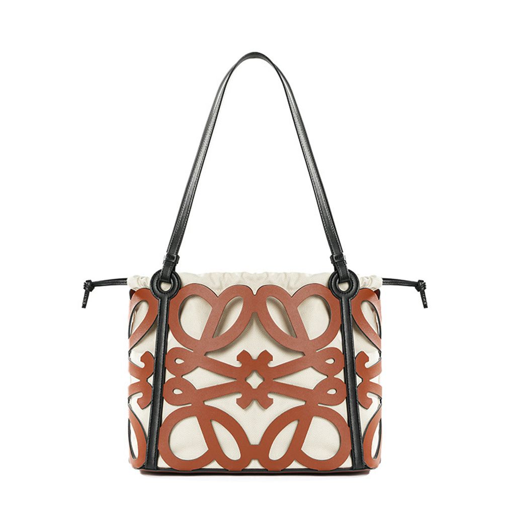 Premium Genuine Leather Cut-Out Tote Bag – Brown