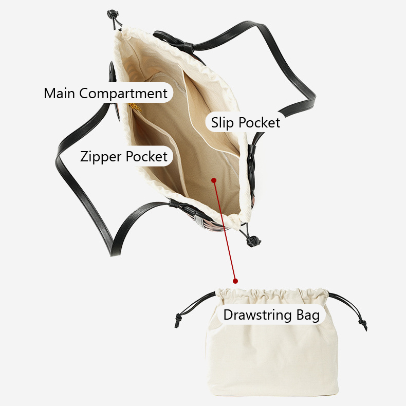 Premium Leather Cut-Out Tote Bag – Compartment Layout