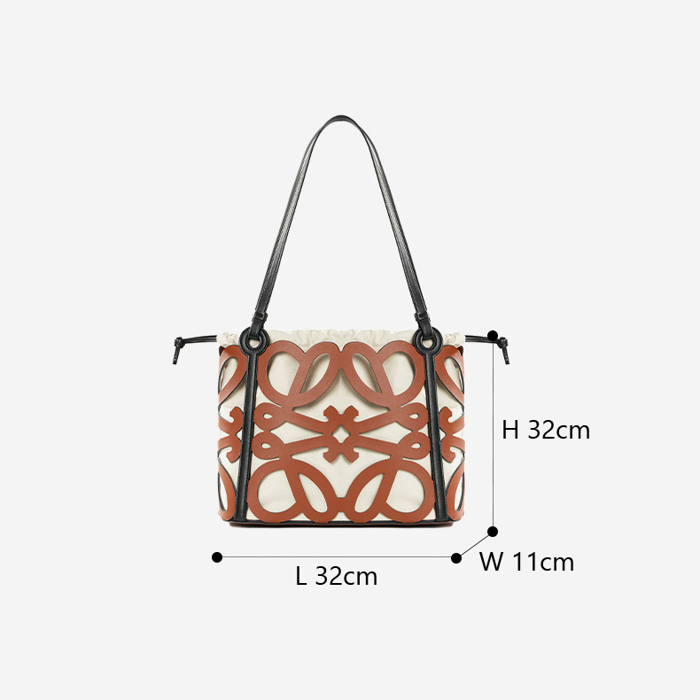 Premium Leather Cut-Out Tote Bag – Size Reference