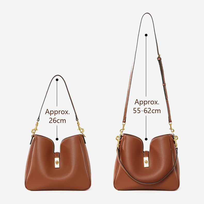 Premium Leather Structured Hobo Bag – Strap Drop Size Reference (Short Strap 26 cm / Long Strap 55–62 cm)