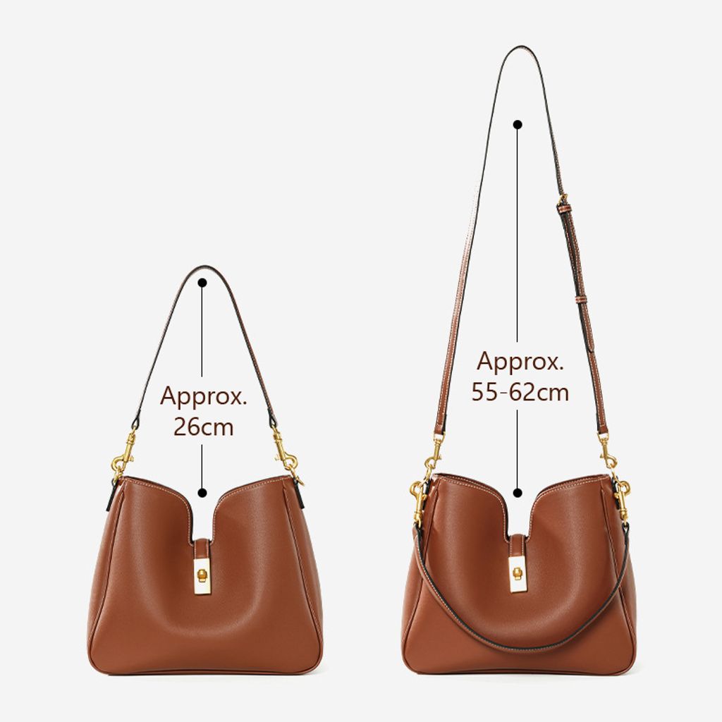Premium Genuine Leather Structured Hobo Bag – Strap Drop Size Reference (Short Strap 26 cm / Long Strap 55–62 cm)