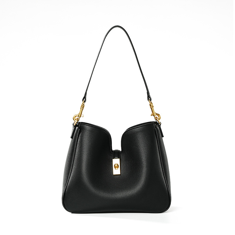 Premium Leather Structured Hobo Bag – Black