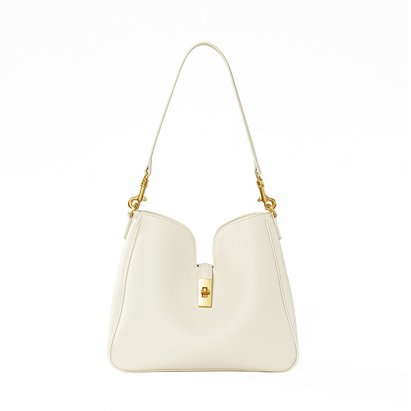 Premium Leather Structured Hobo Bag – White