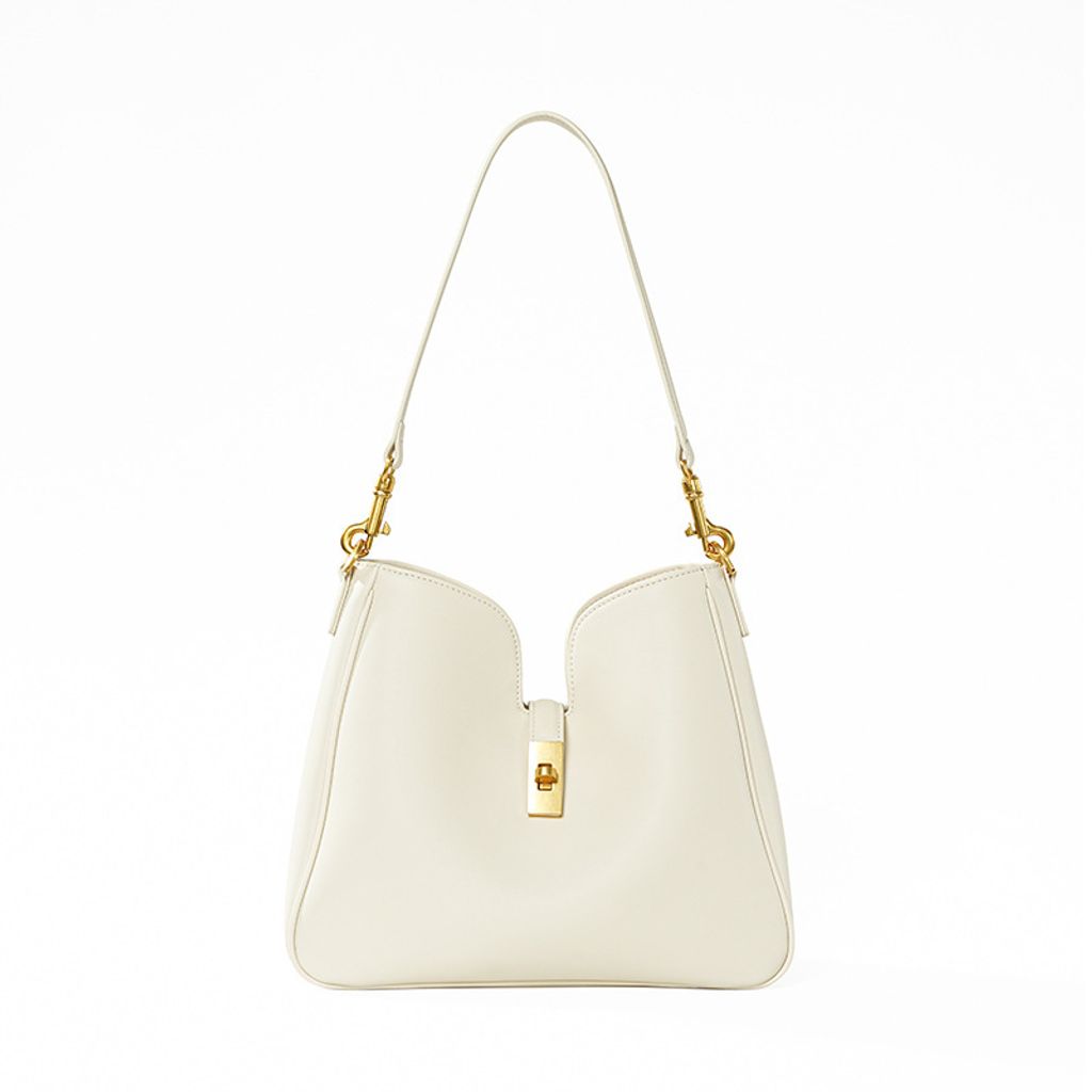 Premium Genuine Leather Structured Hobo Bag – White