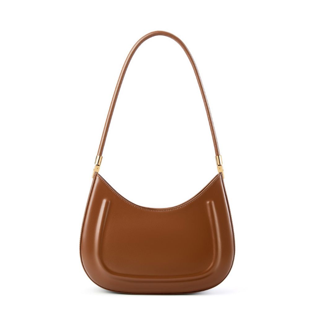 Oil Waxed Leather Minimalist Half Moon Bag – Caramel