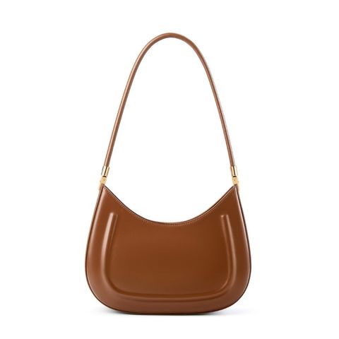 Oil Waxed Leather Minimalist Half Moon Bag – Caramel