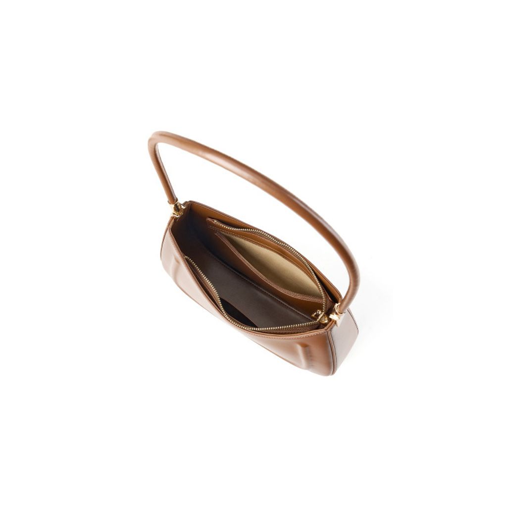 Oil Waxed Leather Minimalist Half Moon Bag – Interior View