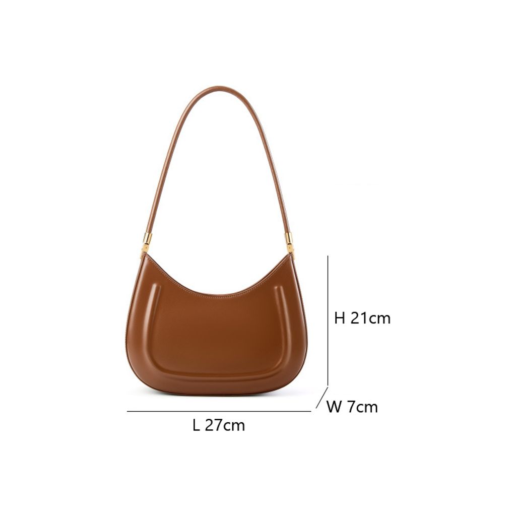 Oil Waxed Leather Minimalist Half Moon Bag – Product Dimensions