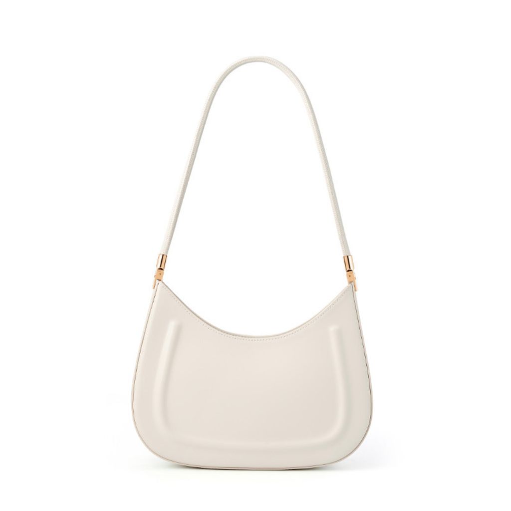 Oil Waxed Leather Minimalist Half Moon Bag – Milkshake White