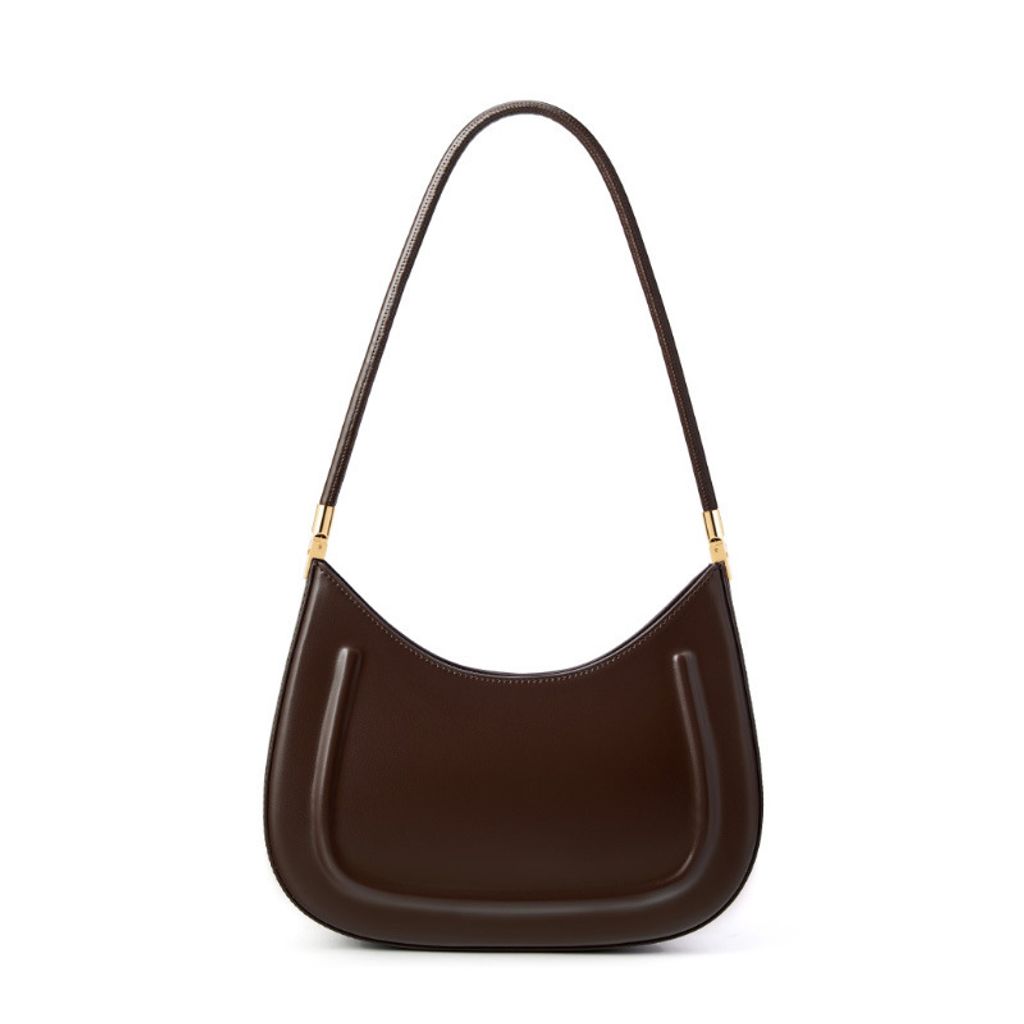 Oil Waxed Leather Minimalist Half Moon Bag – Chocolate