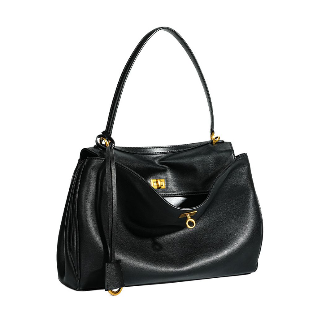 Premium Rodeo Genuine Leather Top Handle Tote Bag – Angled View