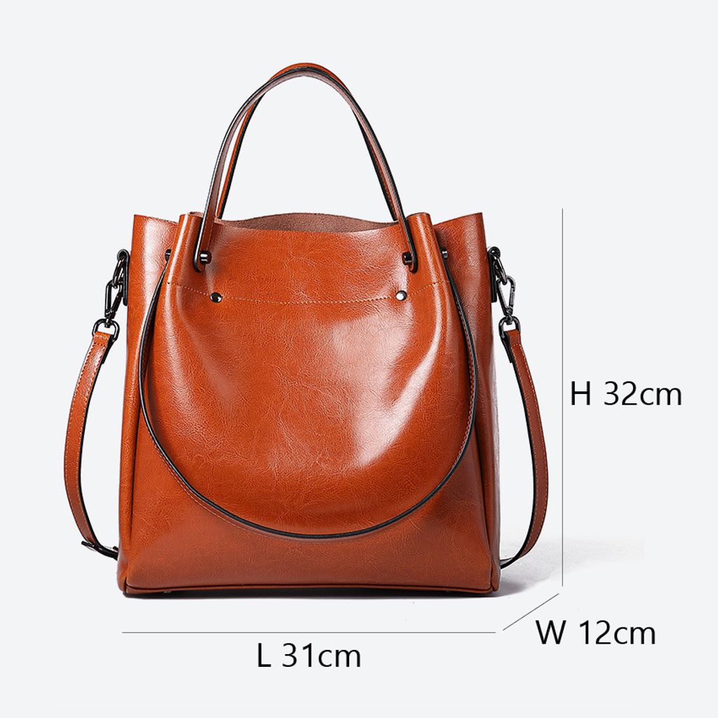 Elegant Oil Waxed Leather Top Handle Tote Bag – Product Dimensions