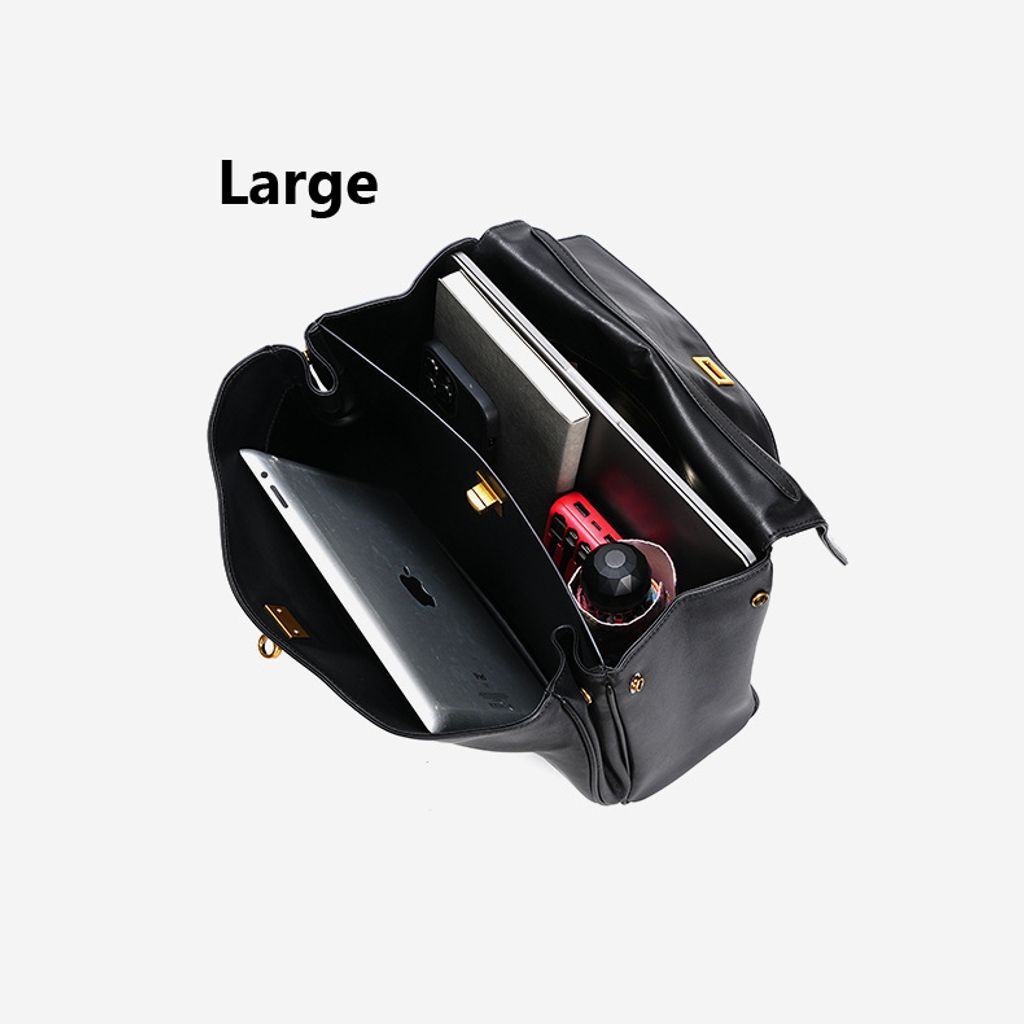 Premium Rodeo Genuine Leather Top Handle Tote Bag – Interior View with Items (Large Size)
