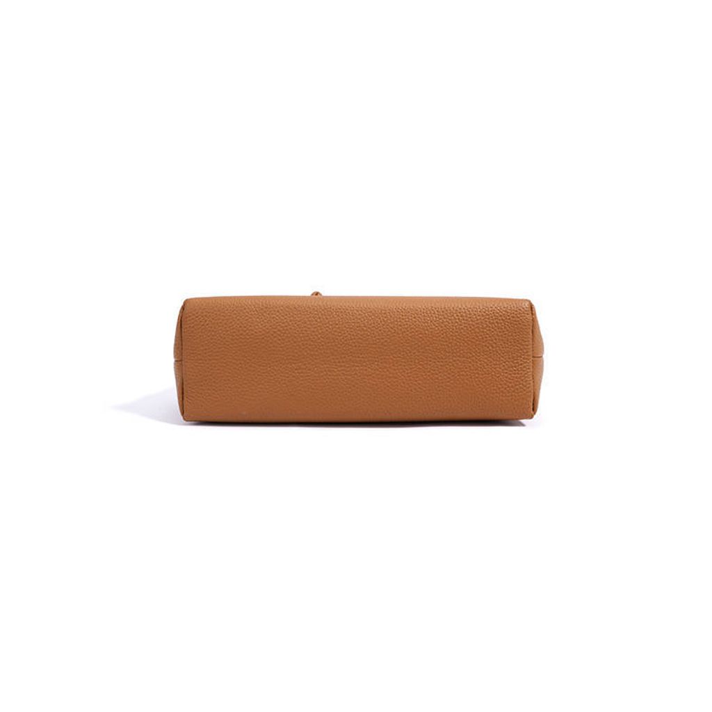 Chic Luxury Genuine Leather Hobo Bag in Golden Brown – Bottom View