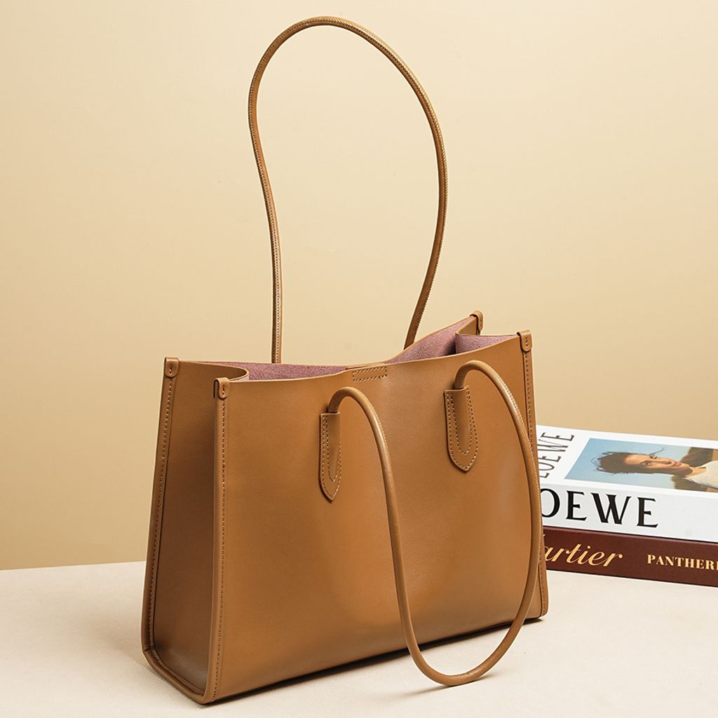 Premium Structured Genuine Leather Tote Bag – Lifestyle Shot