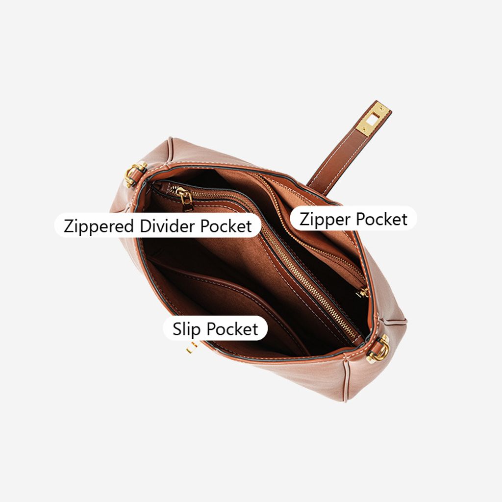 Premium Genuine Leather Structured Hobo Bag – Compartment Layout