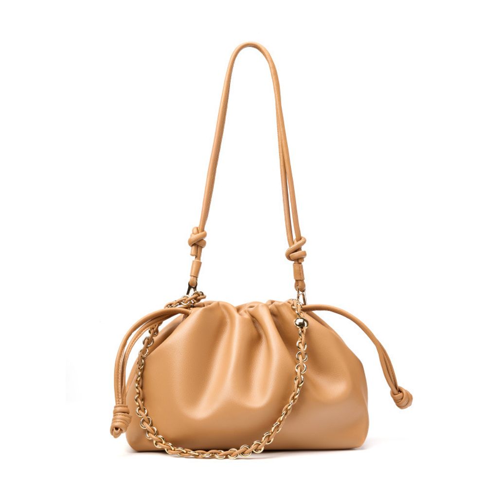 Elegant Genuine Leather Cloud Bag – Brown