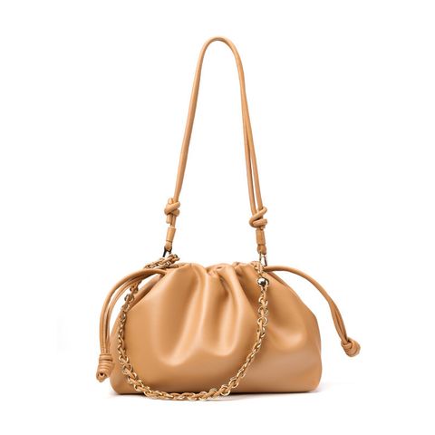 Elegant Genuine Leather Cloud Bag – Brown