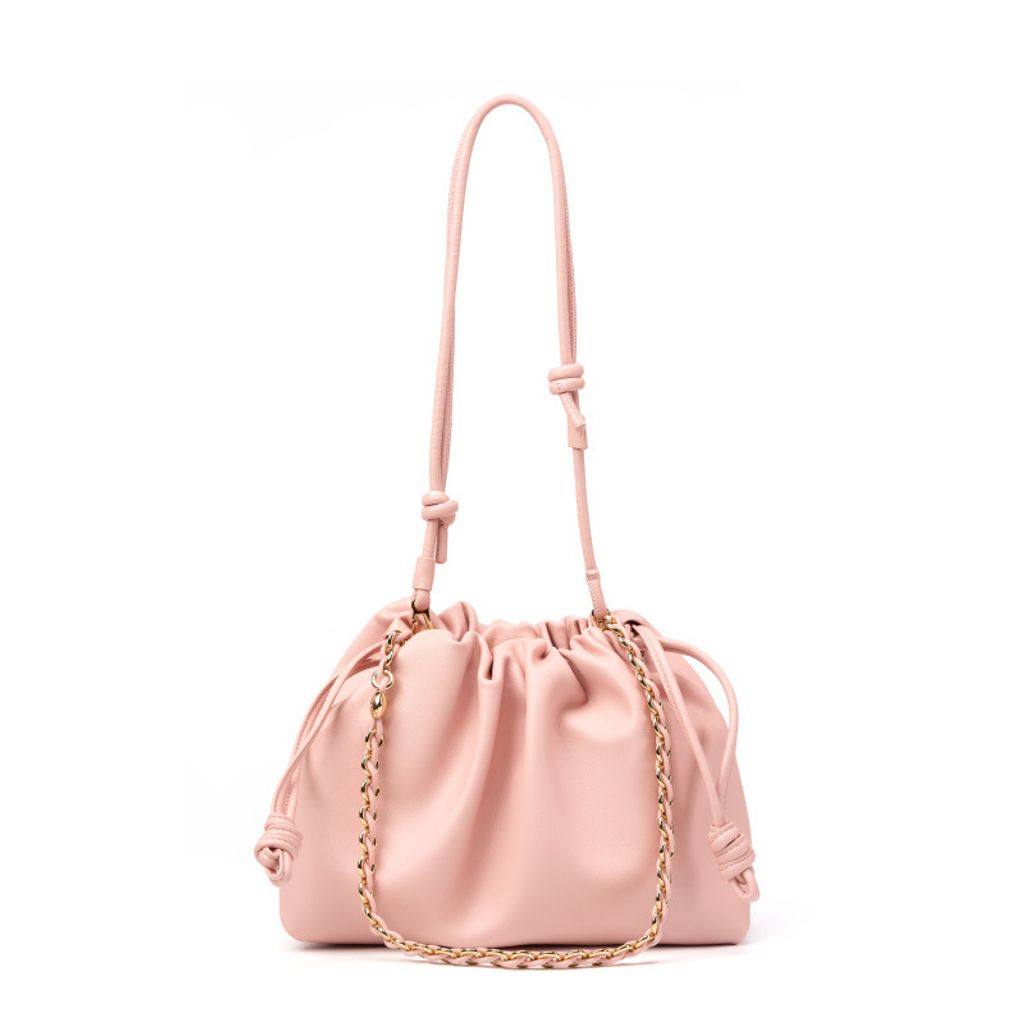 Elegant Genuine Leather Cloud Bag – Pink