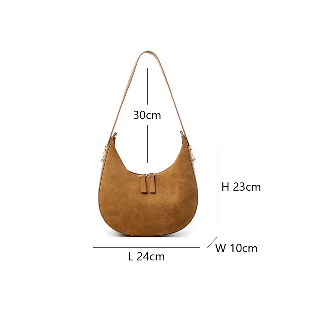 Refined Luna Genuine Leather Half Moon Bag – Product Dimensions