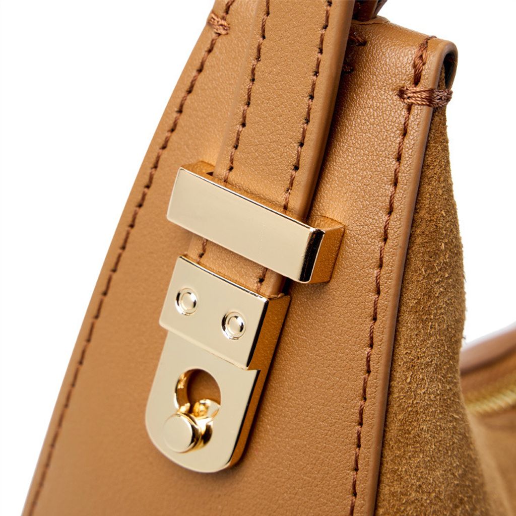 Refined Luna Genuine Leather Half Moon Bag – Side Detail
