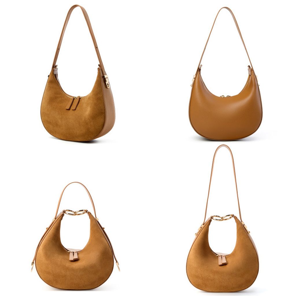 Refined Luna Genuine Leather Half Moon Bag – Multiple Angles