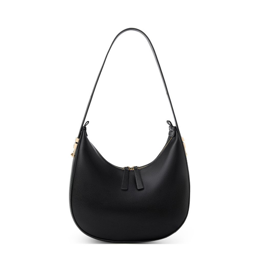 Refined Luna Genuine Leather Half Moon Bag – Black
