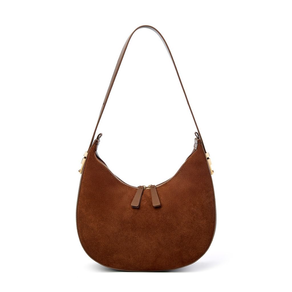 Refined Luna Genuine Leather Half Moon Bag – Cocoa Brown