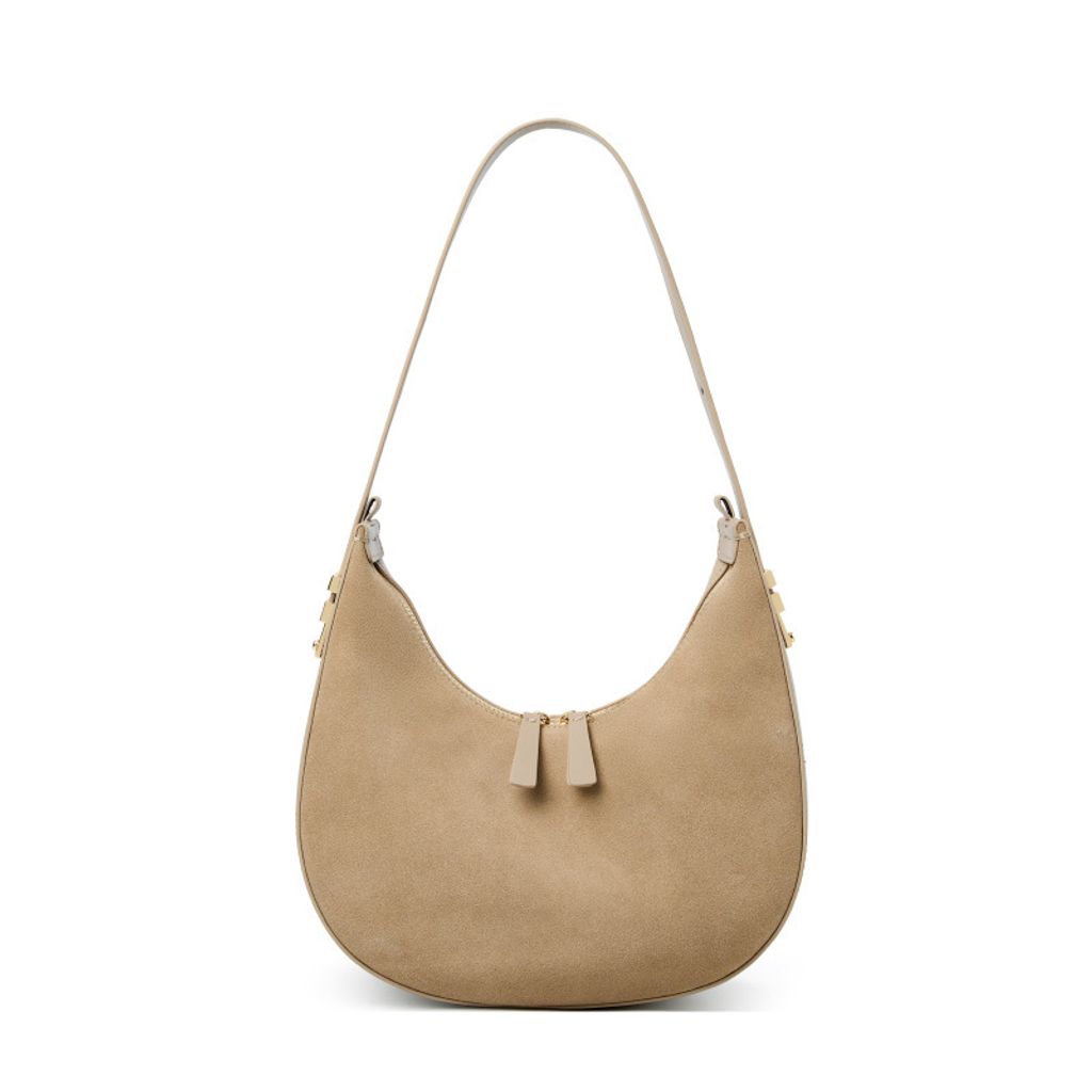 Refined Luna Genuine Leather Half Moon Bag – Sand