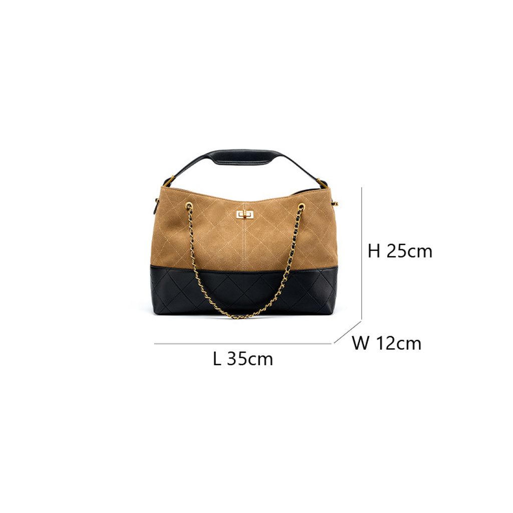 Premium Genuine Leather Two-Tone Chain Bucket Bag – Product Dimensions