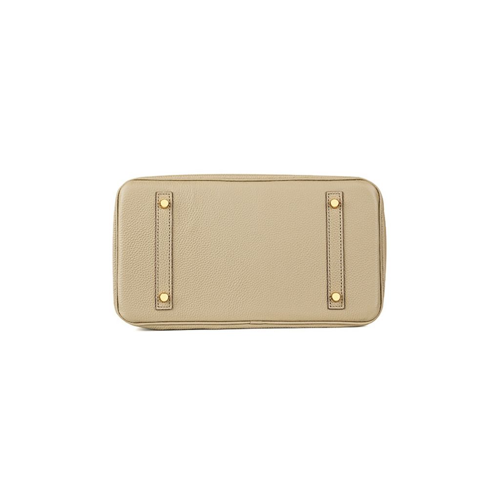 Premium Togo Leather Structured Top Handle Bag – Bottom View