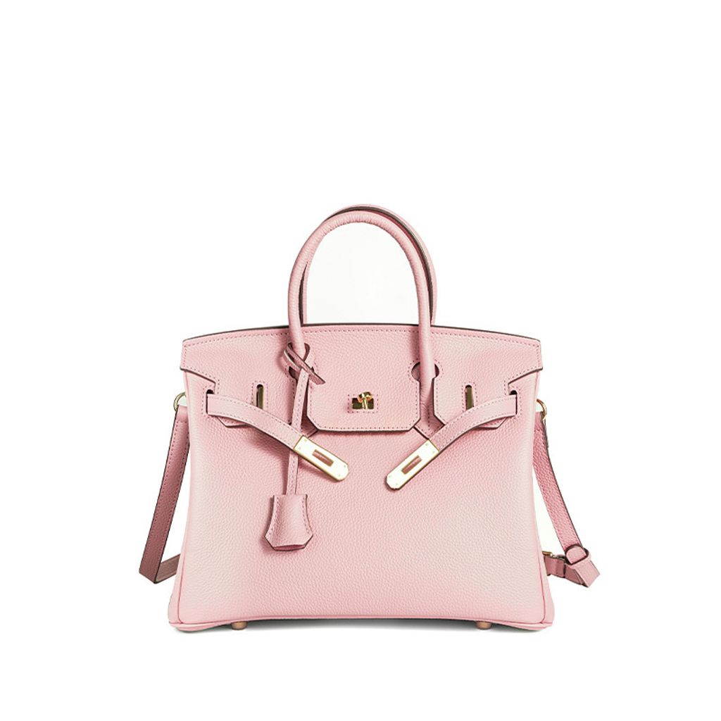 Premium Togo Leather Structured Top Handle Bag – 3Q Pink