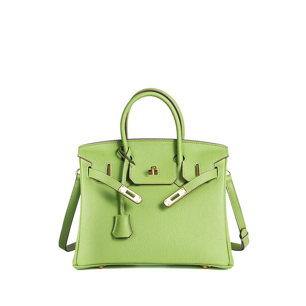 Premium Togo Leather Structured Top Handle Bag – Avocado Green