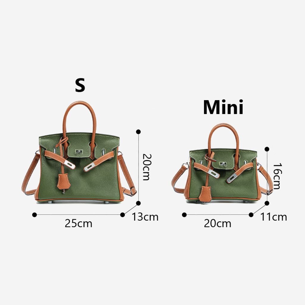 Premium Togo Leather Structured Two-Tone Top Handle Bag – S and Mini Sizes with Dimensions