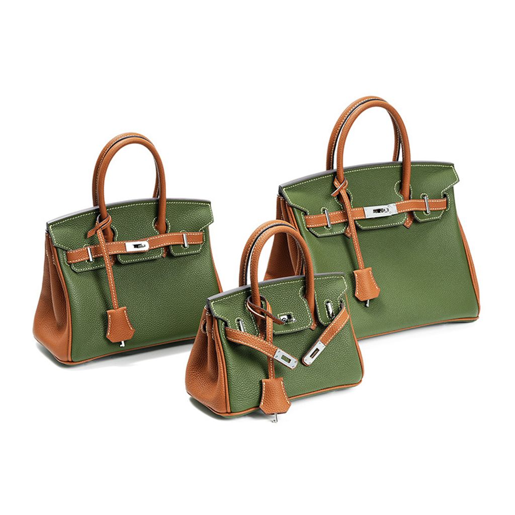 Premium Togo Leather Structured Two-Tone Top Handle Bag – 20cm, 25cm, 30cm Sizes