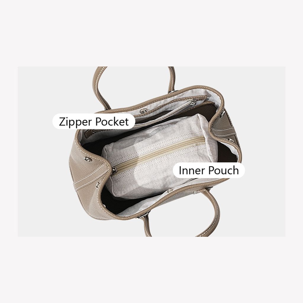 Premium Togo Leather Structured Tote Bag – Compartment Layout