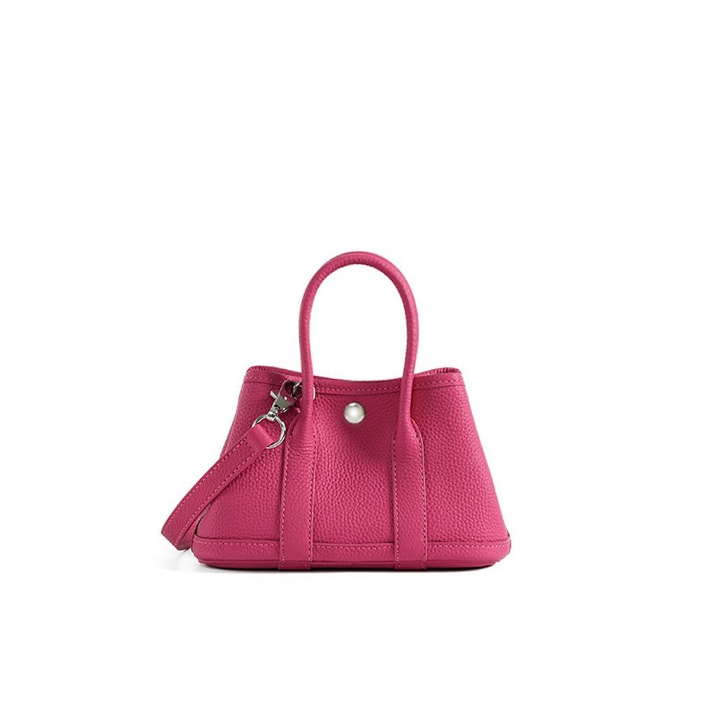 Premium Togo Leather Structured Tote Bag in Rose Red – 25 cm (Small Size)