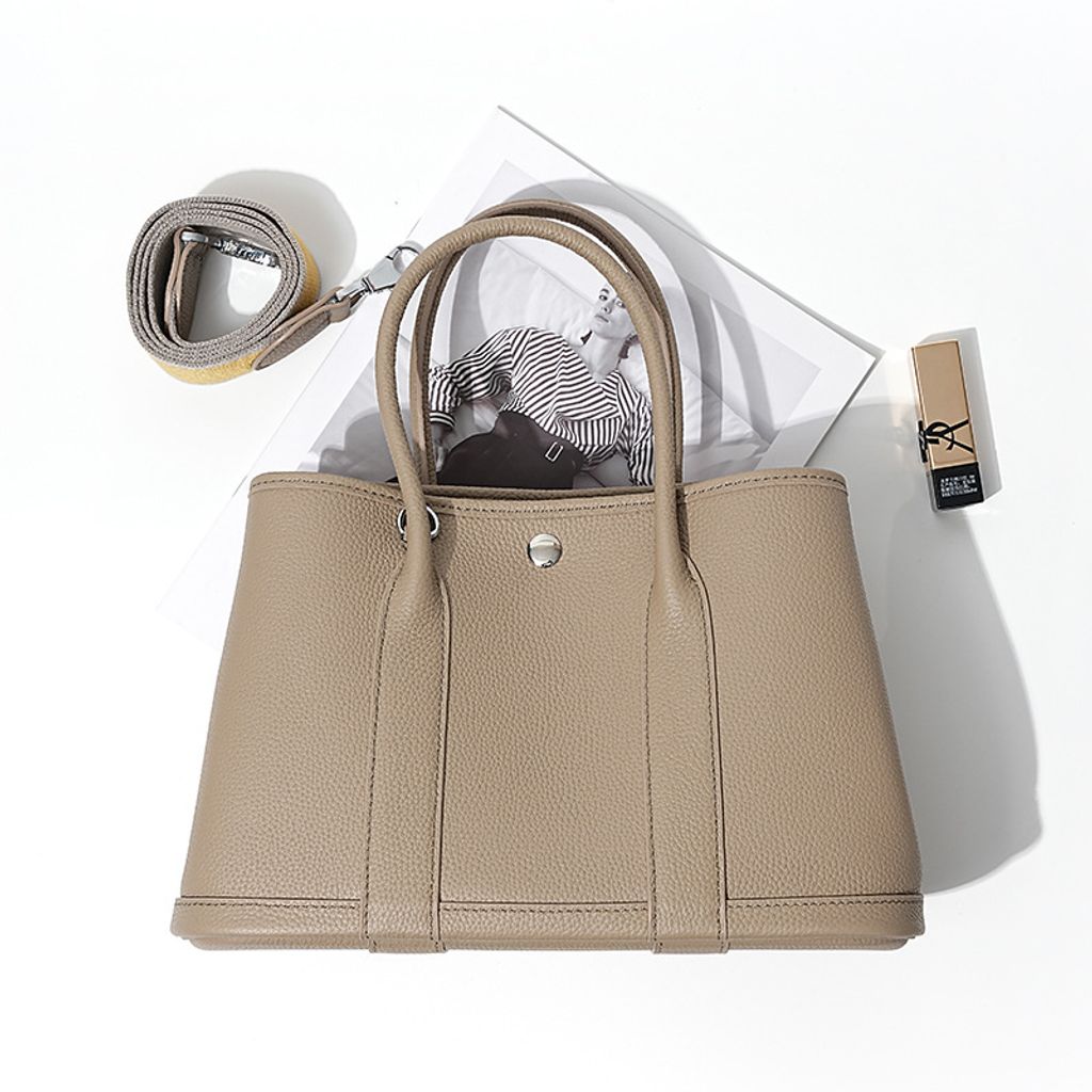 Premium Togo Leather Structured Tote Bag in Elephant Gray – 36 cm (Large Size), 30 cm (Medium Size)